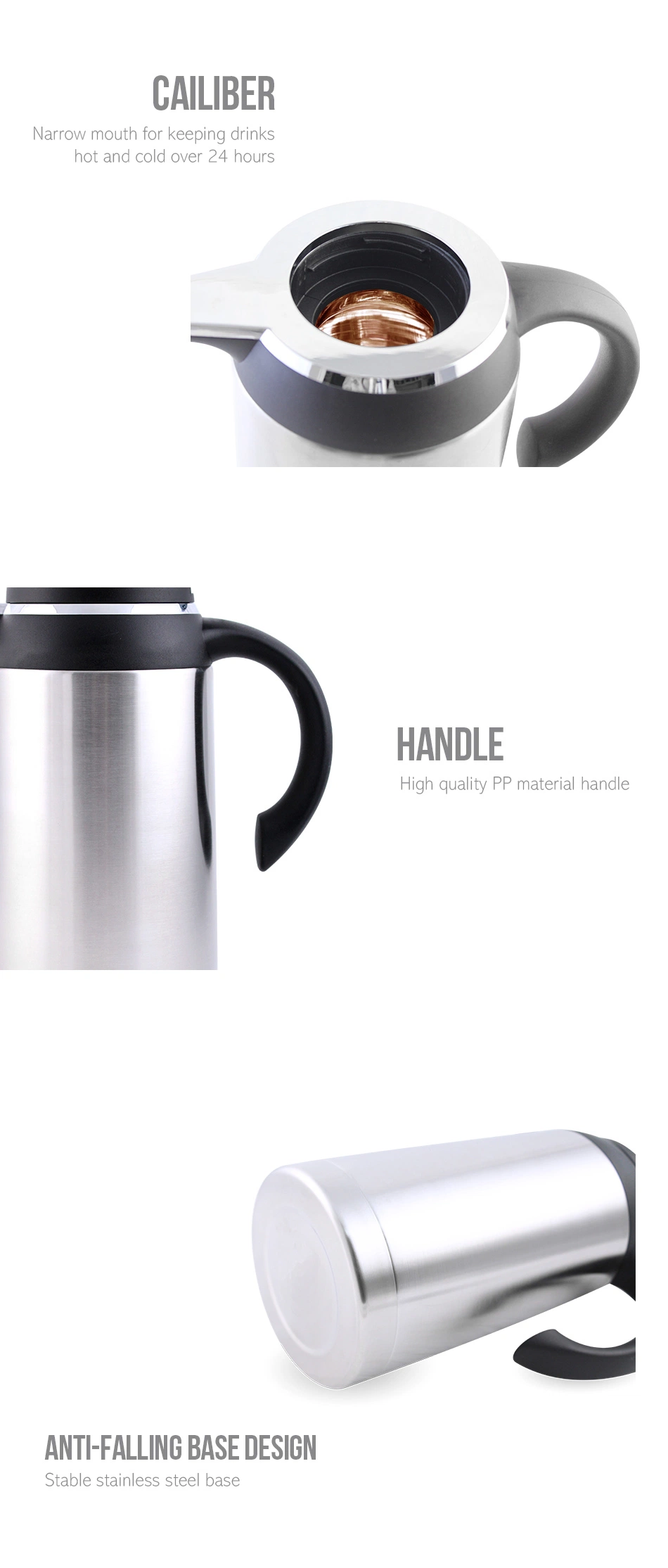 1L Custome Color&Pattern Factory Price Double Wall Glass Liner Vacuum Coffee Pot for Family